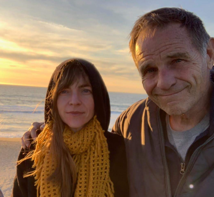 June Gruber with her Dad Glenn Gruber on the beach in Half Moon Bay, California
