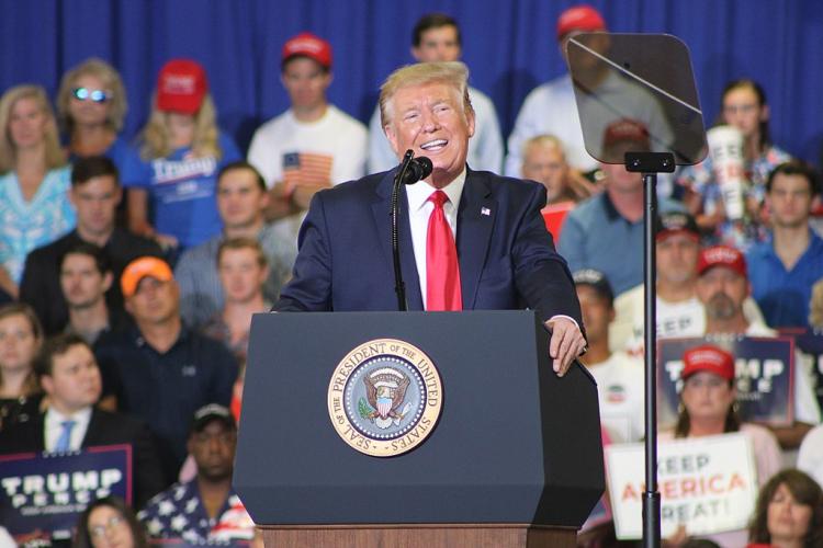 President Donald Trump speaks at all rally in North Carolina