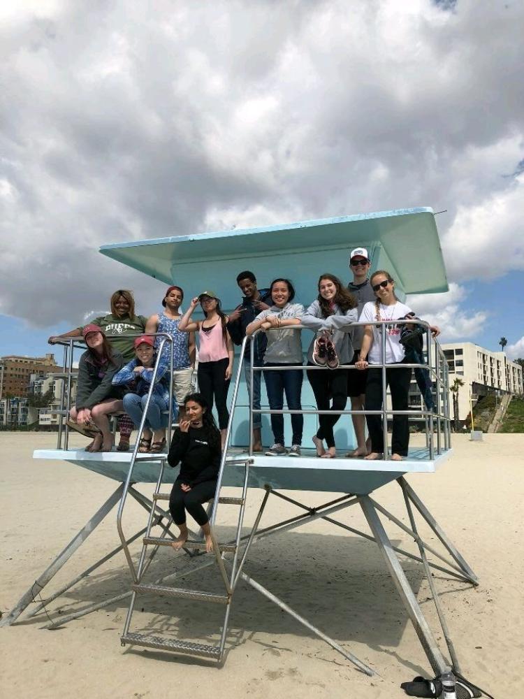 Catalina Island | Group stops for a quick photo at the beach.