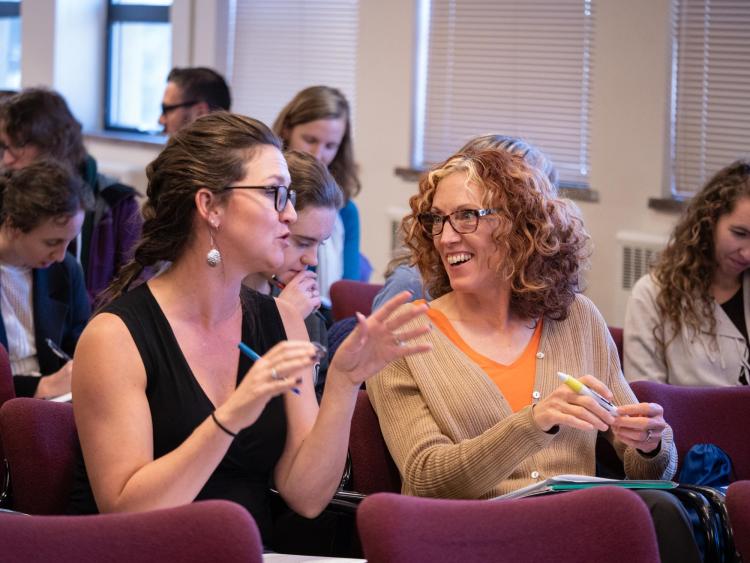 Participants are prompted to discuss with each other during Unapologetically Me: Navigating Authenticity at the Workplace with Kyla Hines, Career Counselor, CU Denver. Photo by Glenn Asakawa.