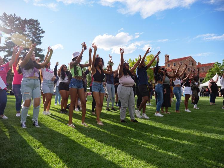 Students dancing at the Be Involved Fair