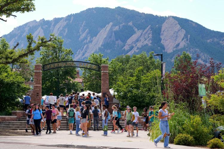 Students near the steps of Farrand Field