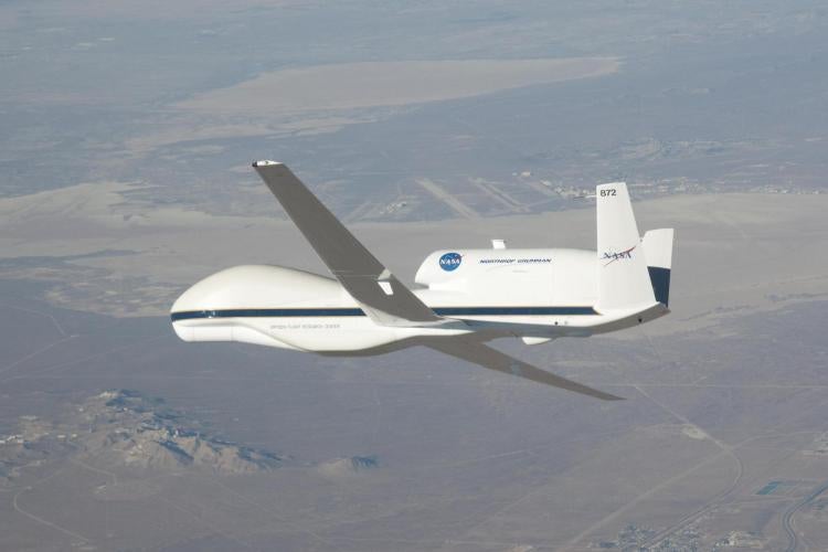 NASA's Global Hawk aircraft in flight.