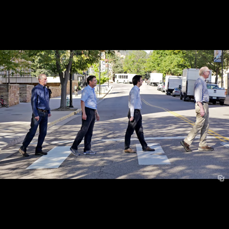 CU Nobel laureates recreate "Abbey Road" album cover
