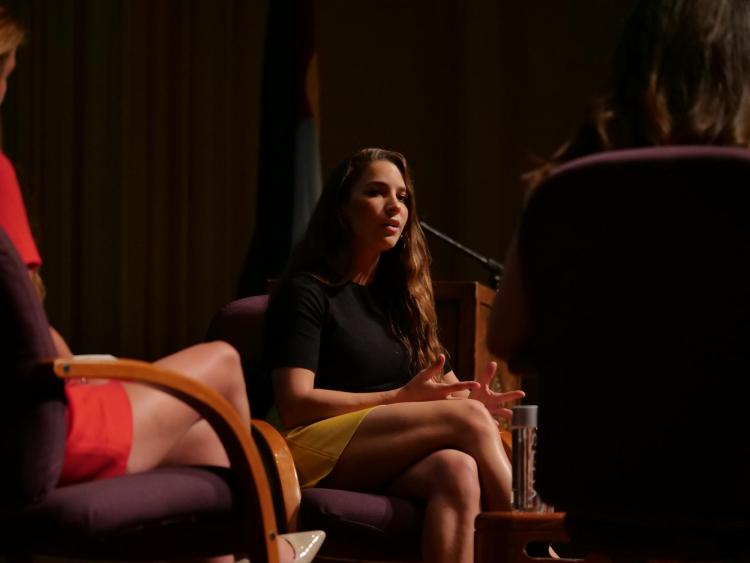 Olympic gold medalist Aly Raisman discusses her public campaign against sexual assault. Photo by Casey A. Cass.