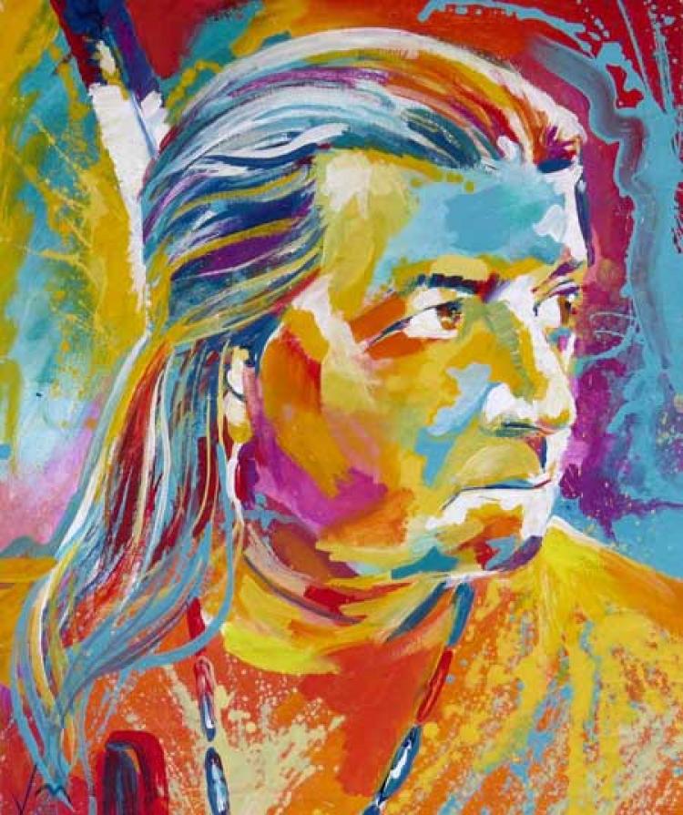 Colorful illustration of Native American