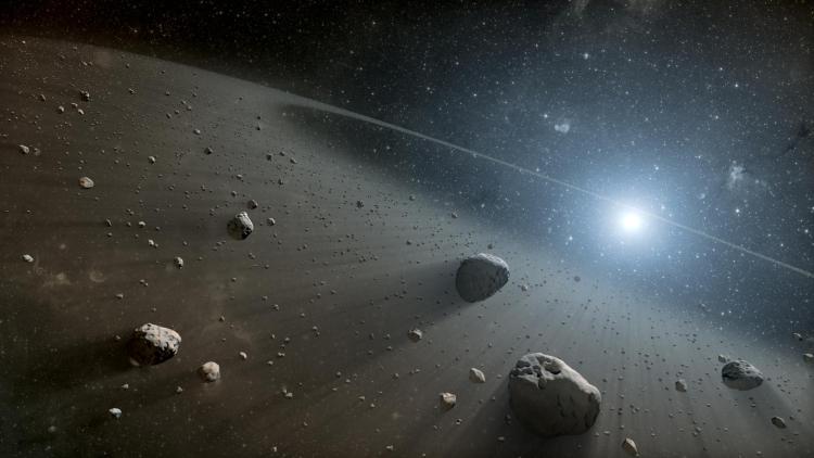 Artist's depiction of an asteroid belt