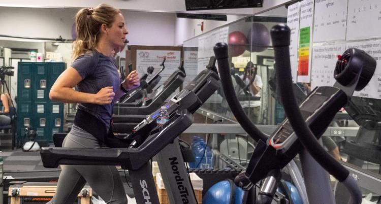 A study participant on the treadmill in the CHANGE lab