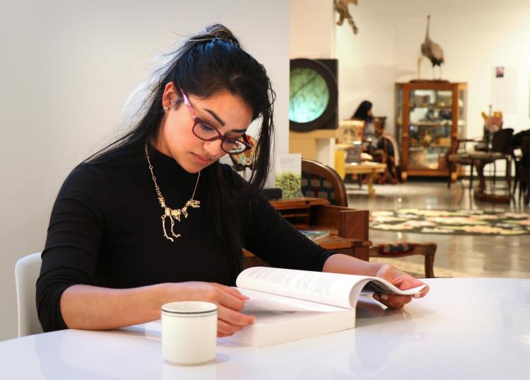 Student studying the BioLounge