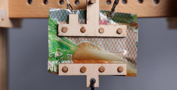 A biodegradable "artificial muscle" made with material stamped with an image of a carrot