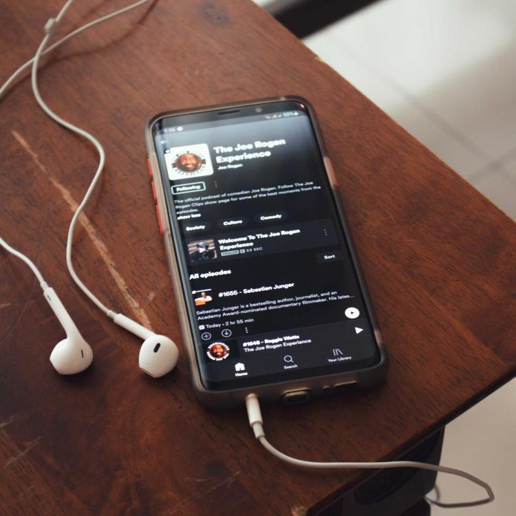 Spotify podcasts on a cell phone