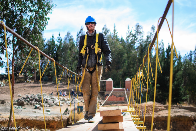 Jay Arehart on footbridge