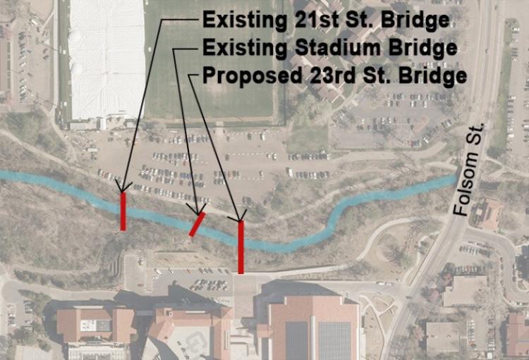 Map illustrating existing bridges and proposed new bridge