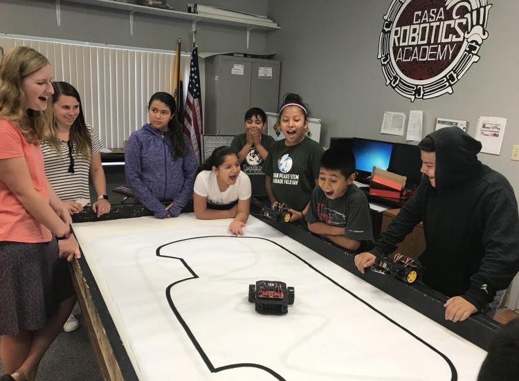 Students race robot