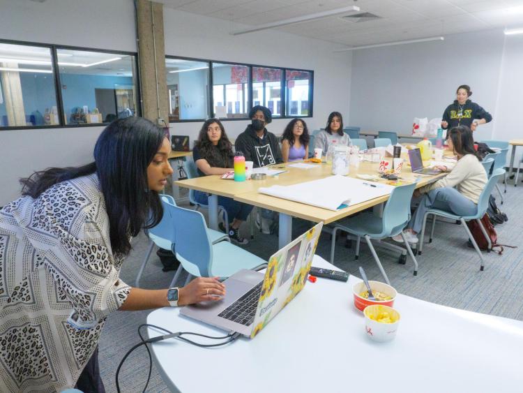 Centaurus students working with Soraya Latiff at CU on new ethnic studies class