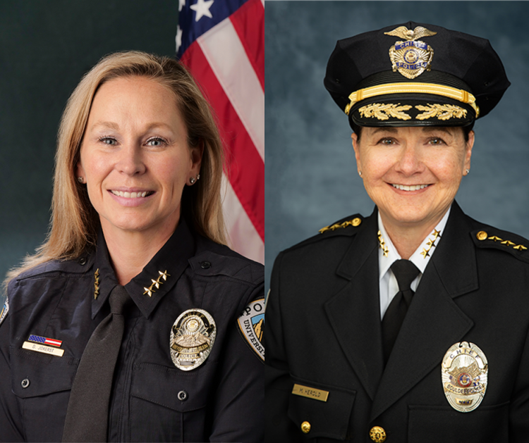 CU Boulder Chief of Police Doreen Jokerst and city of Boulder Chief of Police Maris Herold