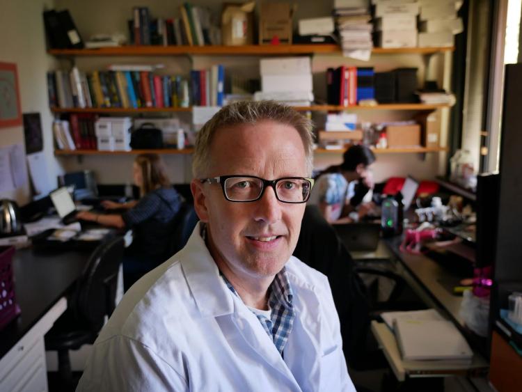 Christopher Lowry in the lab