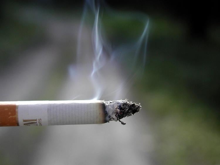 A lit cigarette