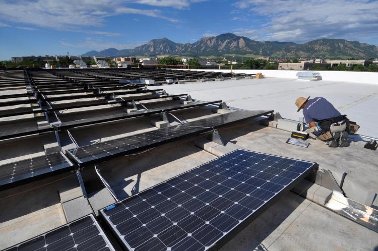 Solar panels on the CU Boulder campus
