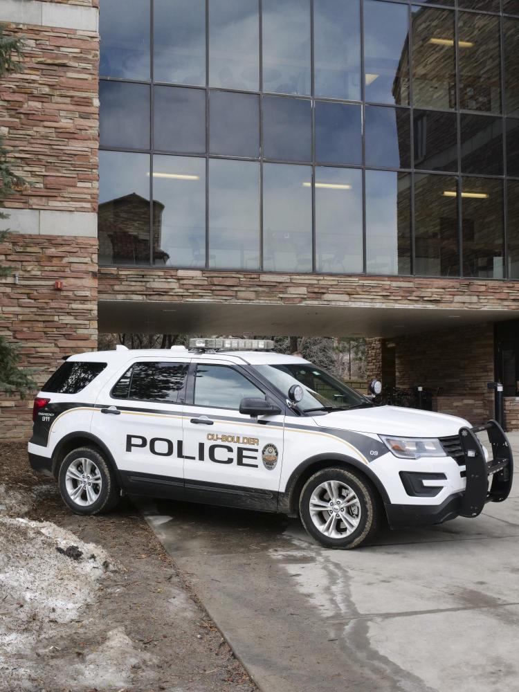 A CU Police Department vehicle on CU Boulder's campus.
