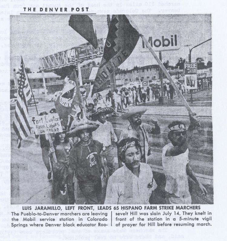 The Denver Post newspaper clip from Hispano farmers strike in August 1970
