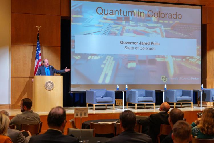 Colorado Gov. Jared Polis speaks at the workforce development event
