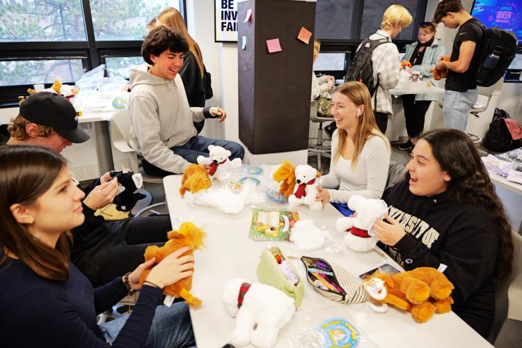 Students enjoying the Create a Creature event during finals week