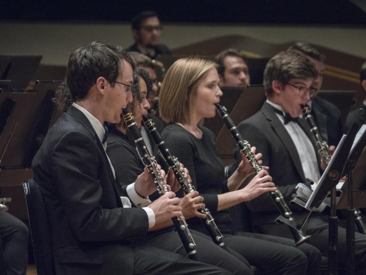 CU Wind Symphony performs at the CU at Boettcher College of Music symphony concert. Photo by Glenn Asakawa.