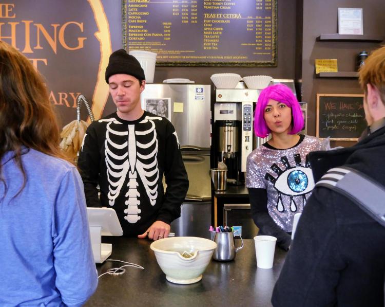 Laughing Goat baristas serve up coffee in Halloween costumes