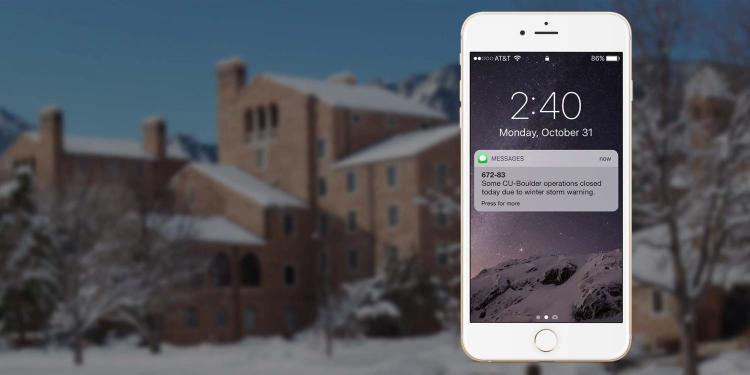 CU Boulder Alerts text message screen capture
