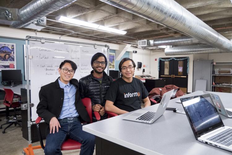 CU Boulder students and founders of informu at the Idea Forge in Boulder