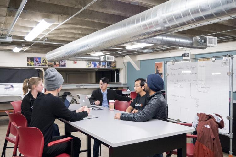 Students gather in the Idea Forge