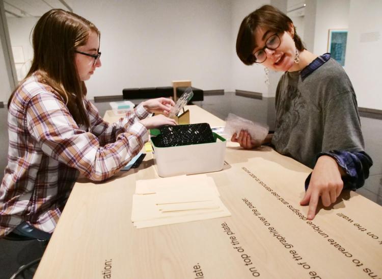 Students do a craft at the CU Art Museum