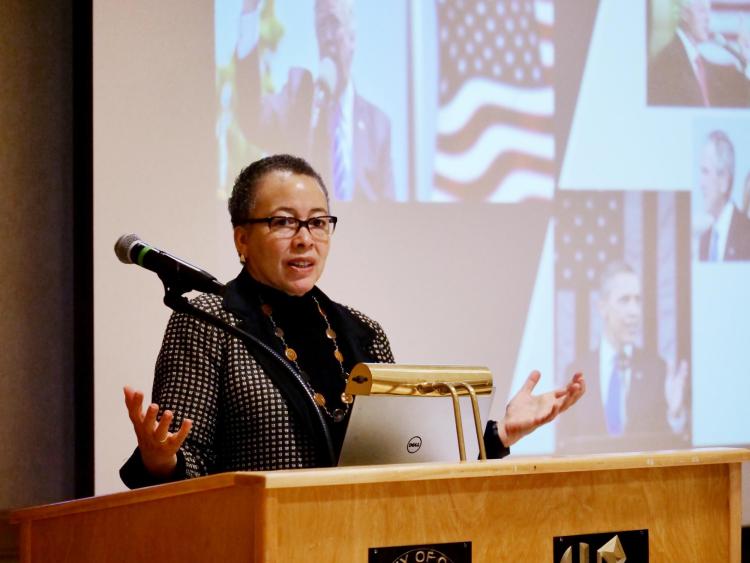 Beverly Tatum speaks at the VIP session during the Diversity and Inclusion Summit. Photo by Casey A. Cass.
