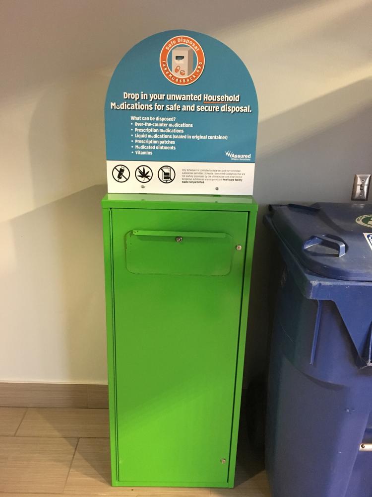 Prescription take-back box in the Police and Parking Services building