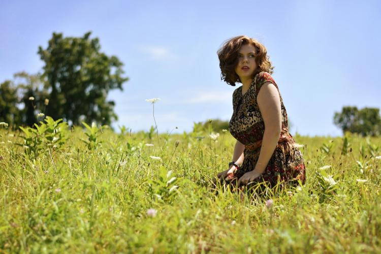 Hannah Richardson in a field