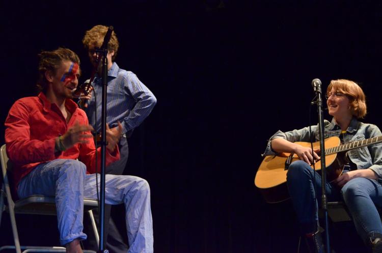 Students perform musical comedy on stage