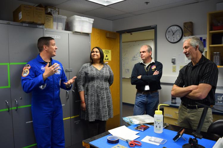 Fischer speaks with campus community members during visit. Photo from CU Engineering.