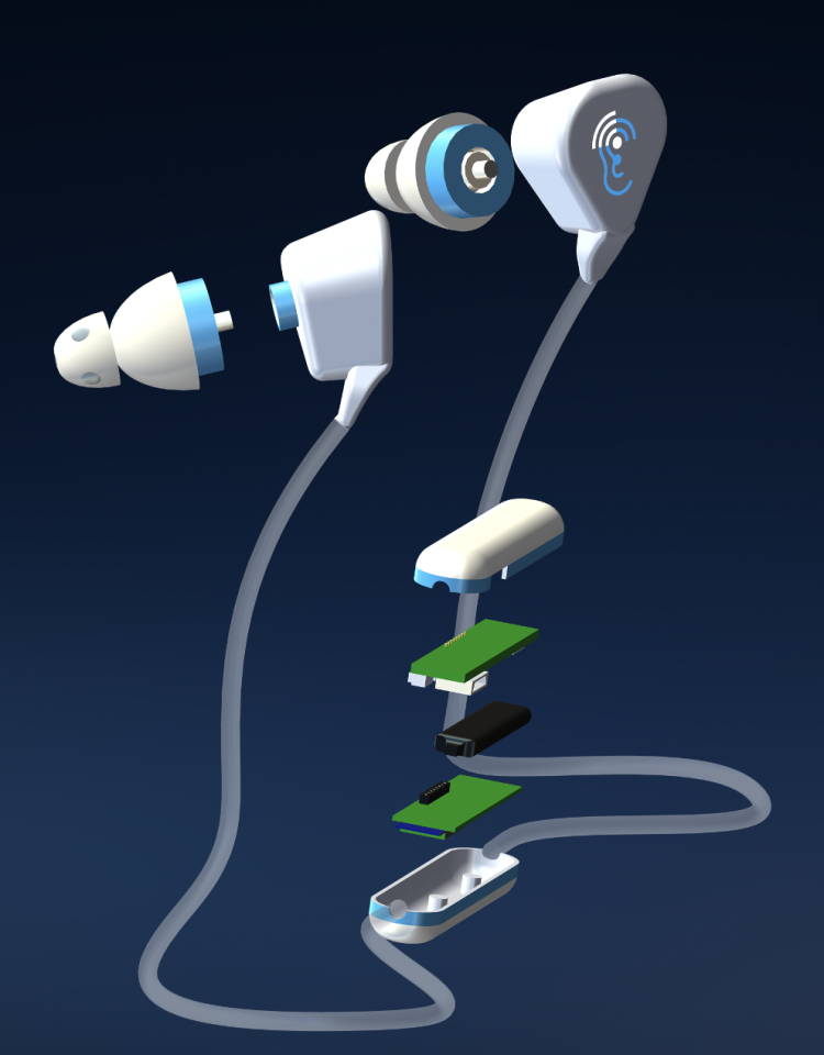 A graphic of what the "Earable" device will look like.