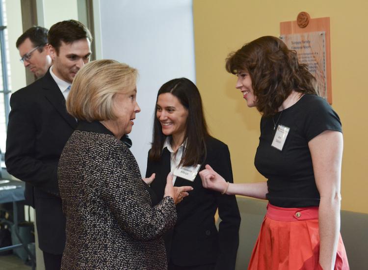 Ann Smead with graduate students in engineering