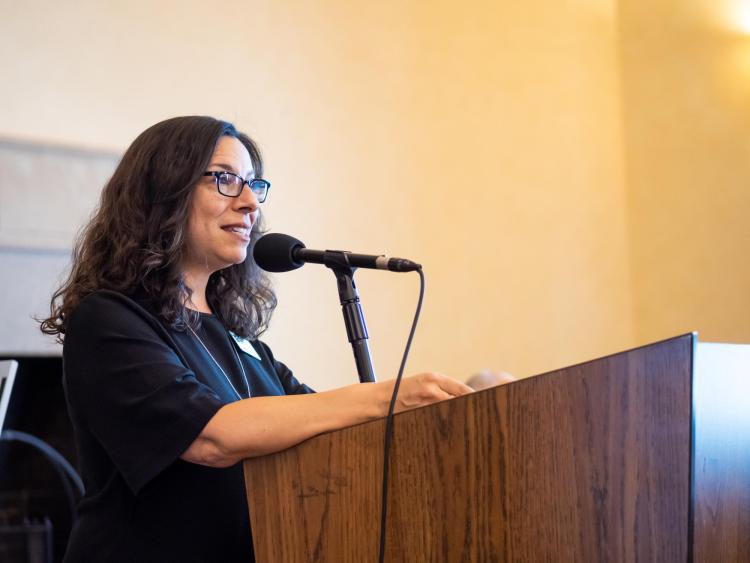 Vice Provost Michele Moses speaks at a Faculty Affairs ceremony