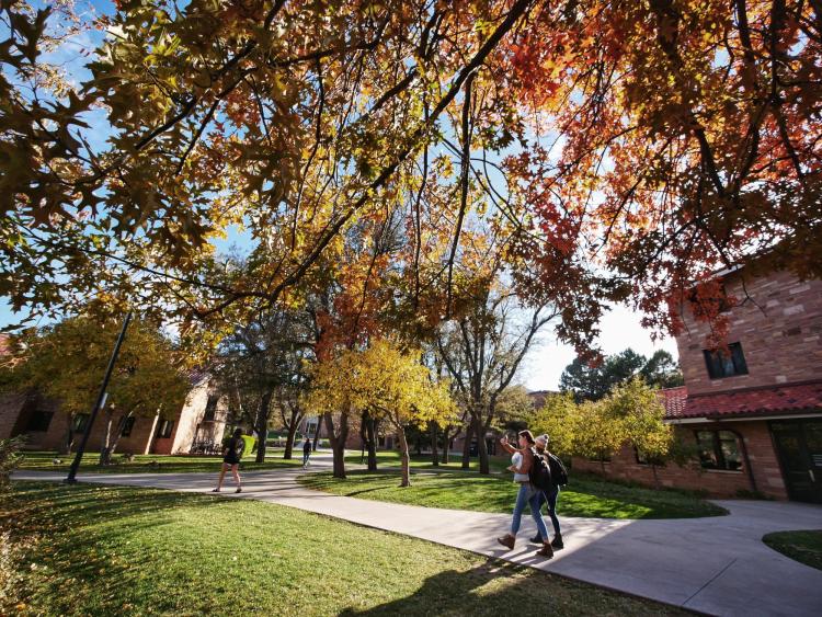 Students walking on campus