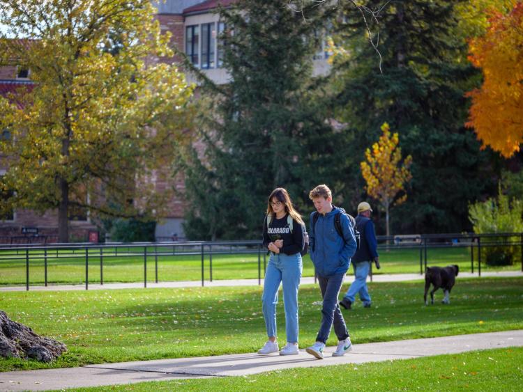 Students walking on campus