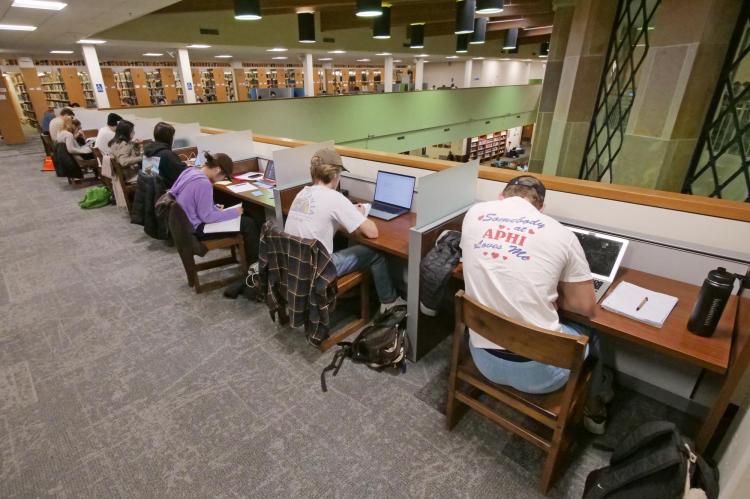 Students studying in Norlin Library