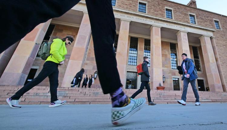 Students walking on campus