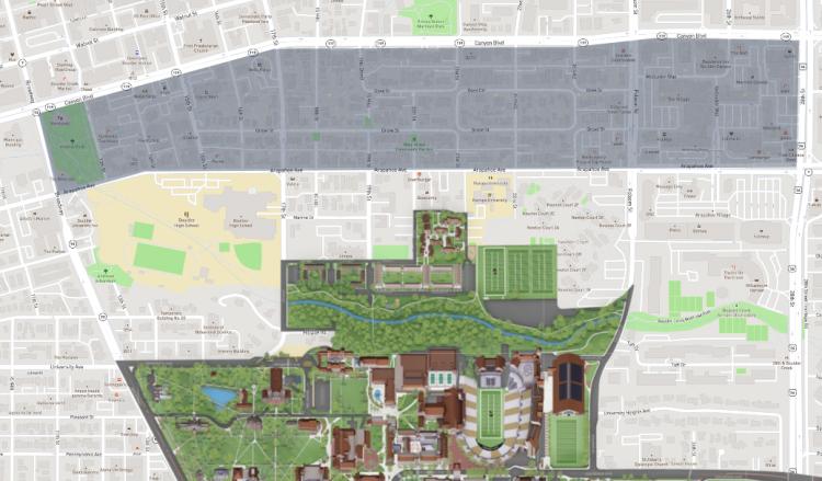 Map image of Goss Grove neighborhood in Boulder