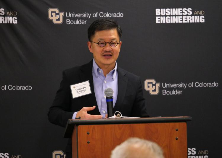 Donor, Leeds alumnus and CEO Tandean Rustandy speaks at groundbreaking event