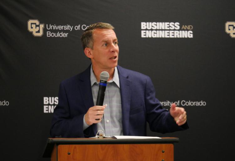 Engineering Dean Bobby Braun speaks at groundbreaking event