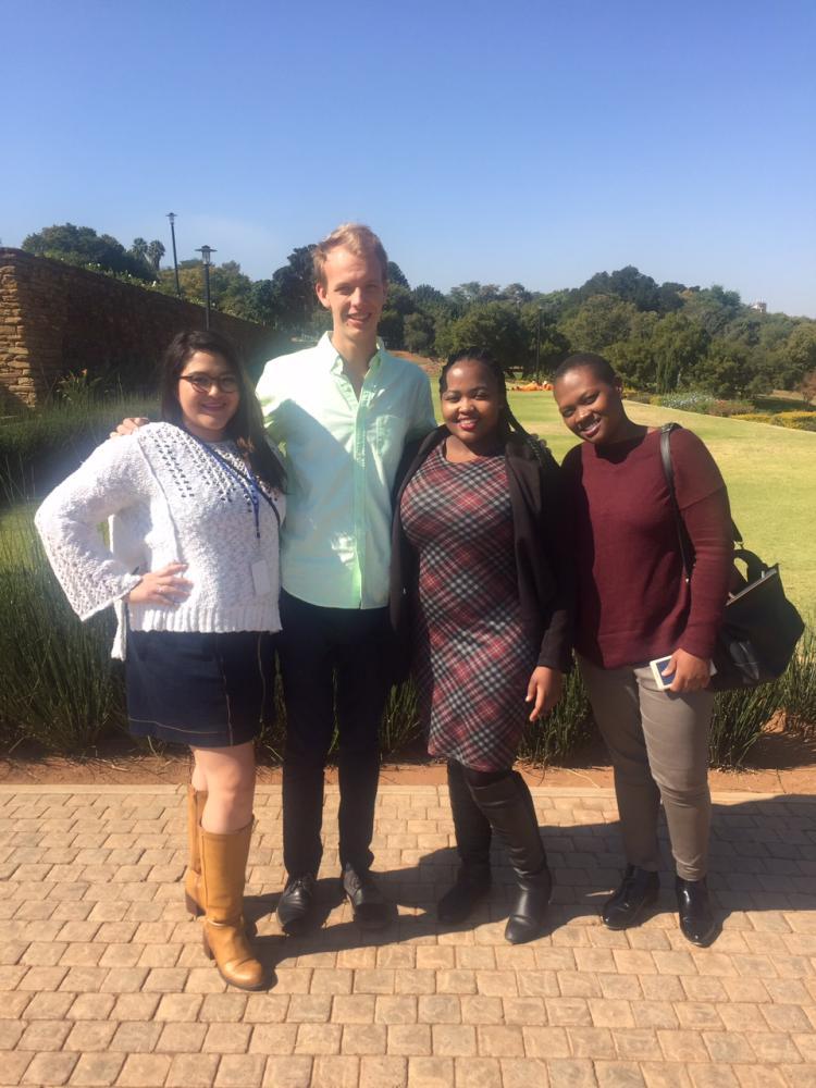 Senior Connie Hernandez and sophomore Jack Schutz with fellow Africa Institute of South Africa (AISA) interns