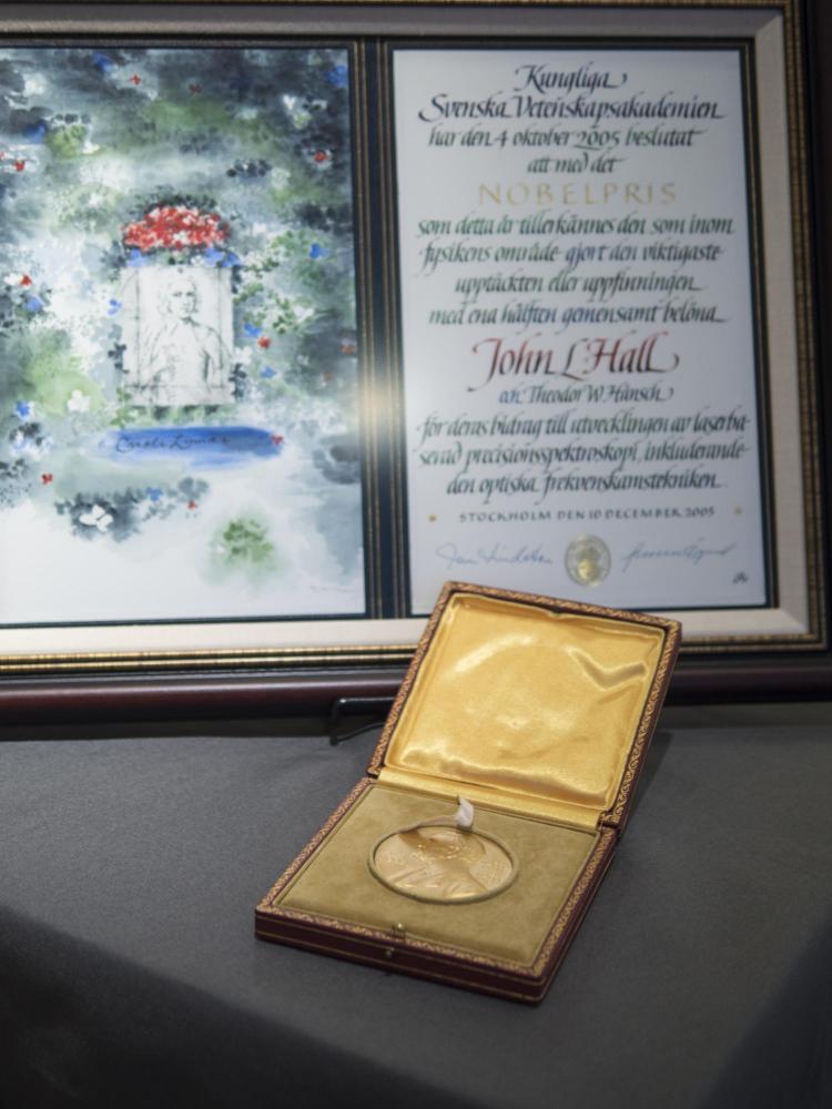 Jan Hall's Nobel medal.
